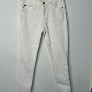 Ag Adriano Goldschmied White Skinny Jeans with Smooth Texture